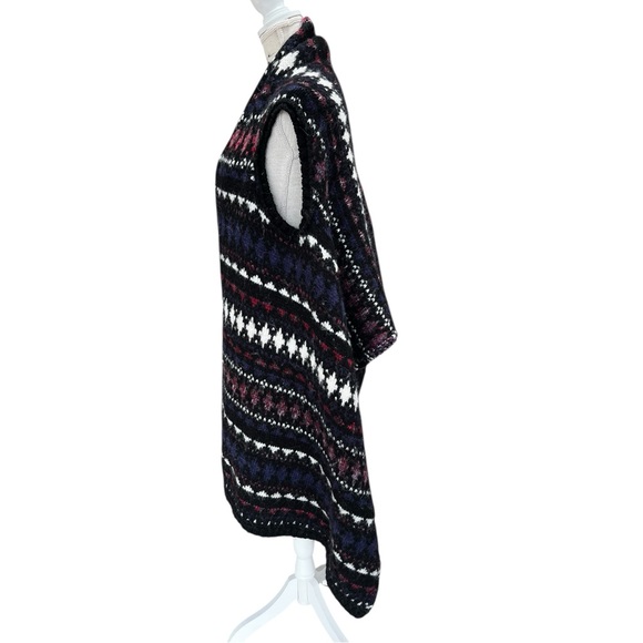 LOFT Fair Isle Knit Long Vest in Black with Purple & White - Picture 4 of 7